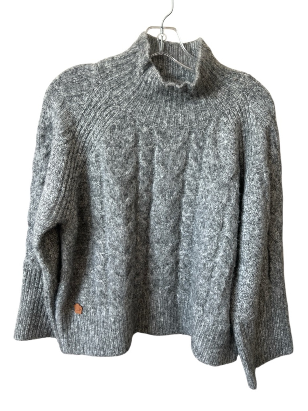 Nud by Nekane Gray Cable Knit Sweater Mock Neck Soft Cozy Boho Small/Medium NWT